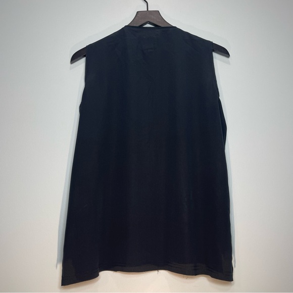 GO BY GO SILK Women's Black 100% Silk Tank Top Sequins V-Neck Size Medium - Picture 2 of 8